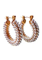 Aros bote hoop argollas largas perlas chunky chapadas en oro 18k - Miniatura 1