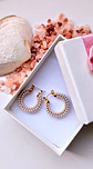 Aros bote hoop argollas largas perlas chunky chapadas en oro 18k - Miniatura 2