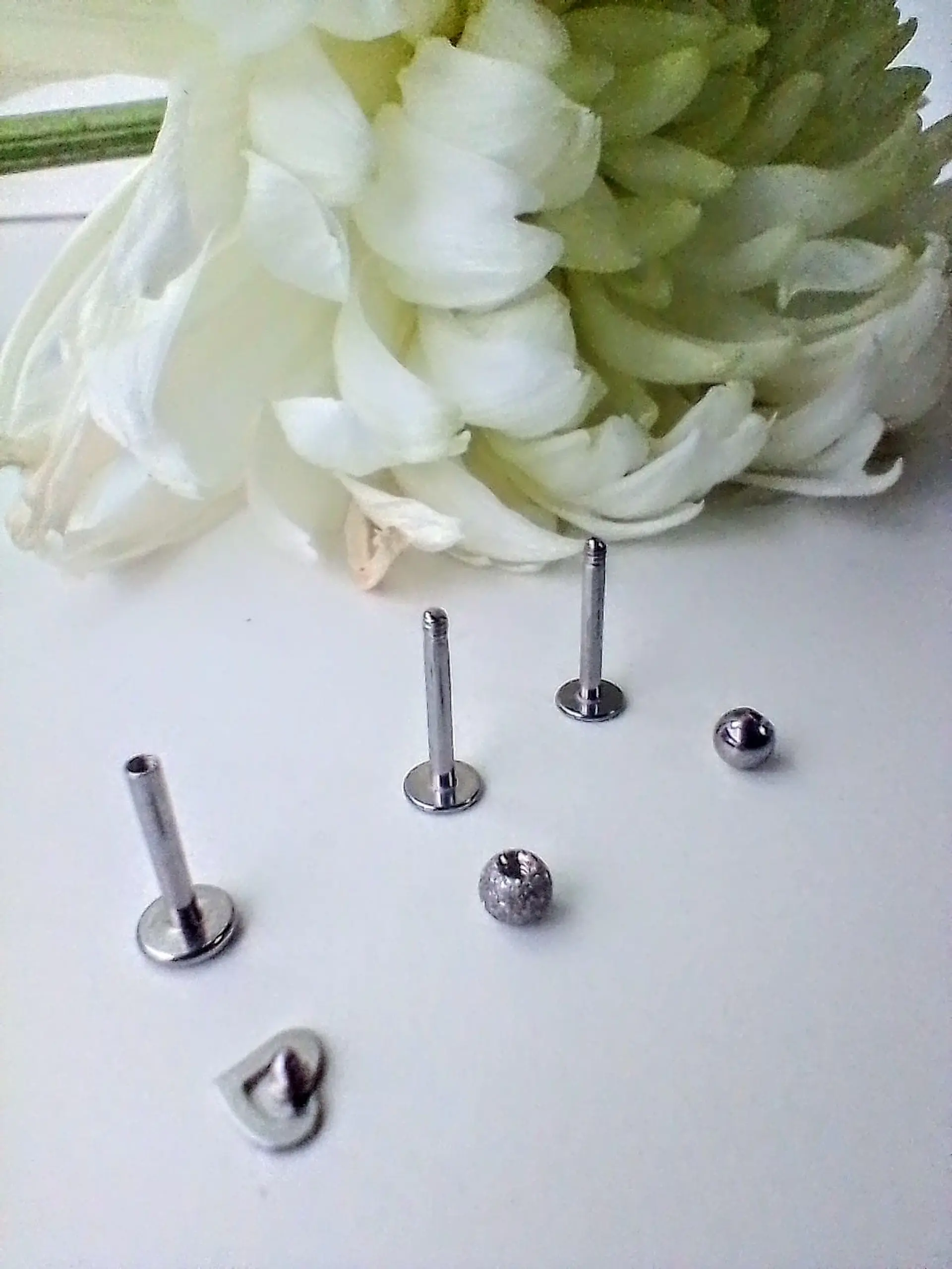 Set Piercing Tornillo Corazon Esfera Quirúrgico Nostril Labret 4