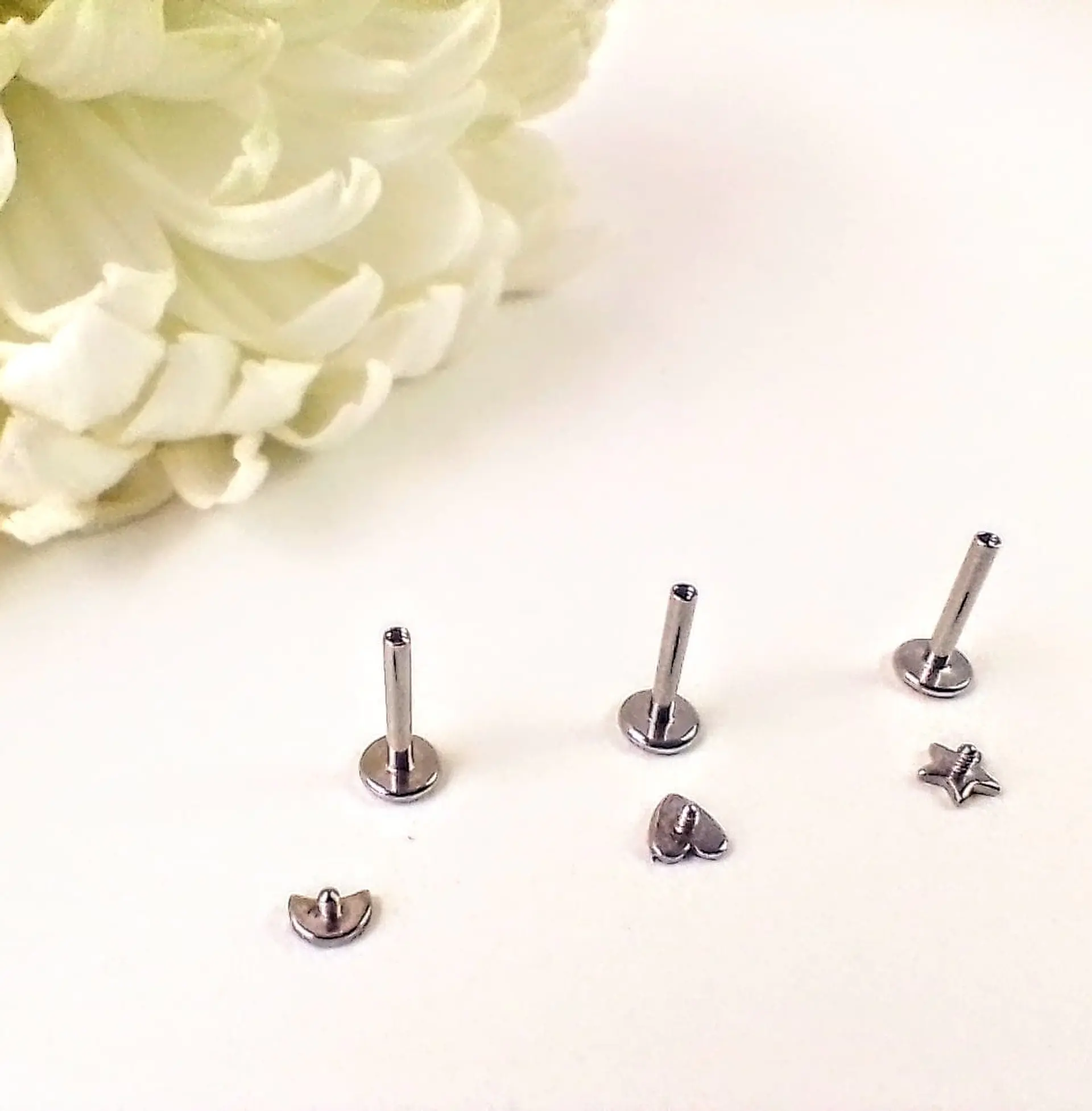 Set Piercing Tornillo Estrella Quirurgico Nostril Labret Luna 4