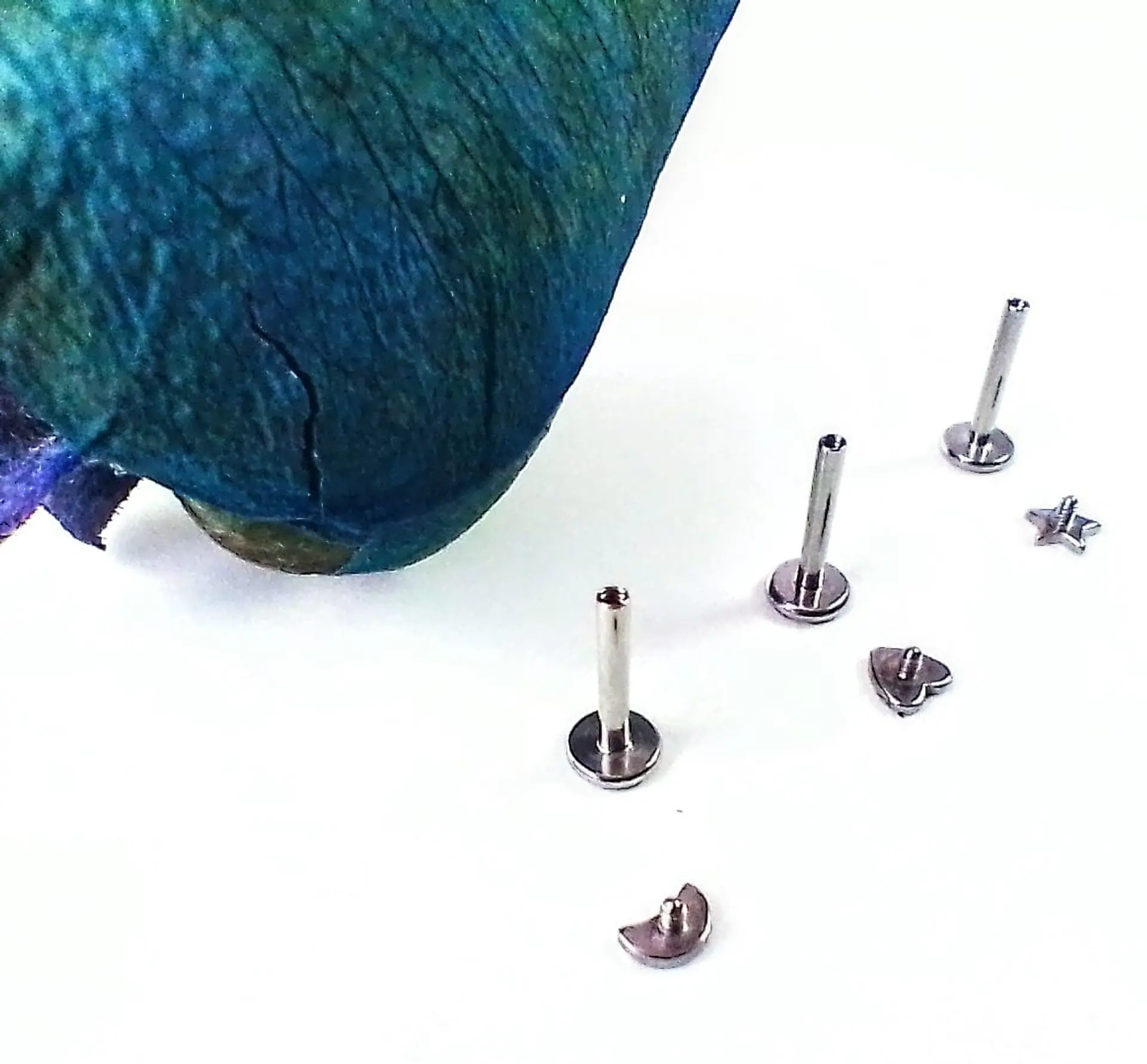 Set Piercing Tornillo Estrella Quirurgico Nostril Labret Luna 5