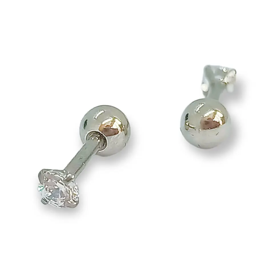 Aros de seguridad puntos de luz Hipoalergénicos 3mm Zirconio Blanco Figuras 2