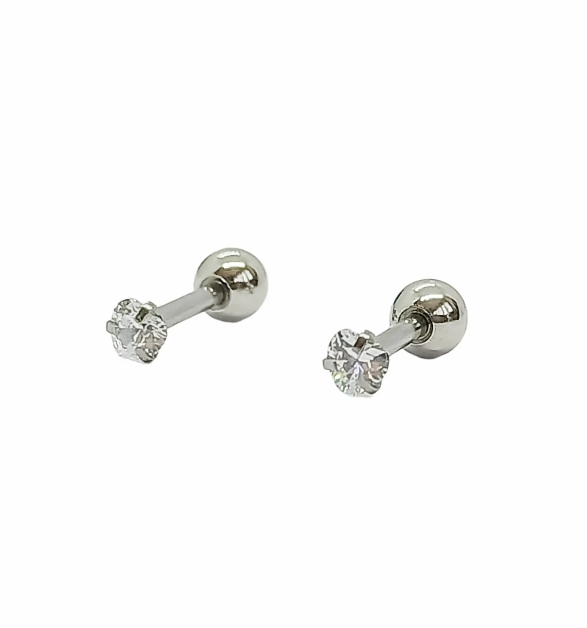 Aros de seguridad puntos de luz Hipoalergénicos 3mm Zirconio Blanco Figuras 6
