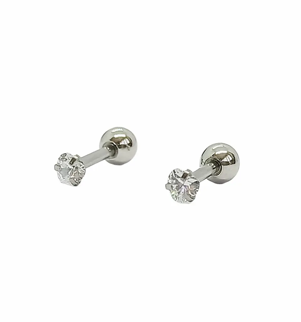 Aros de seguridad puntos de luz Hipoalergénicos 3mm Zirconio Blanco Figuras 6