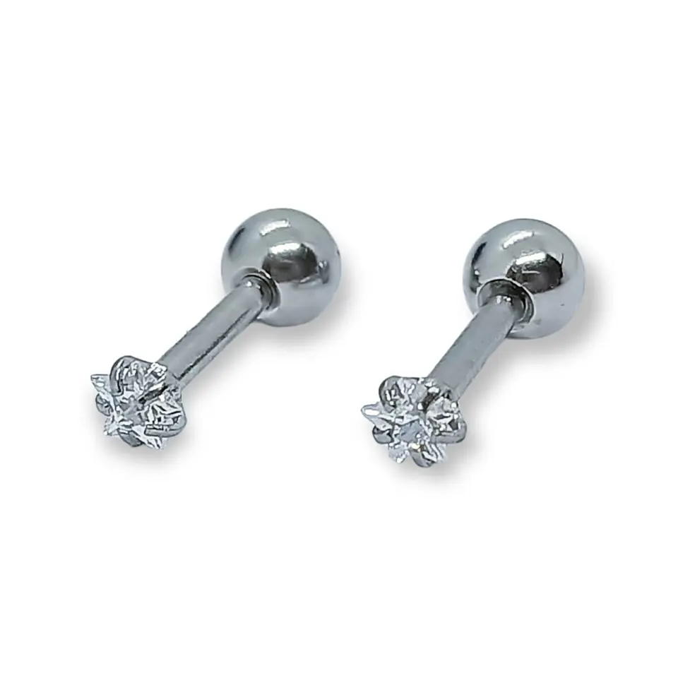 Aros de seguridad puntos de luz Hipoalergénicos 3mm Zirconio Blanco Figuras 14
