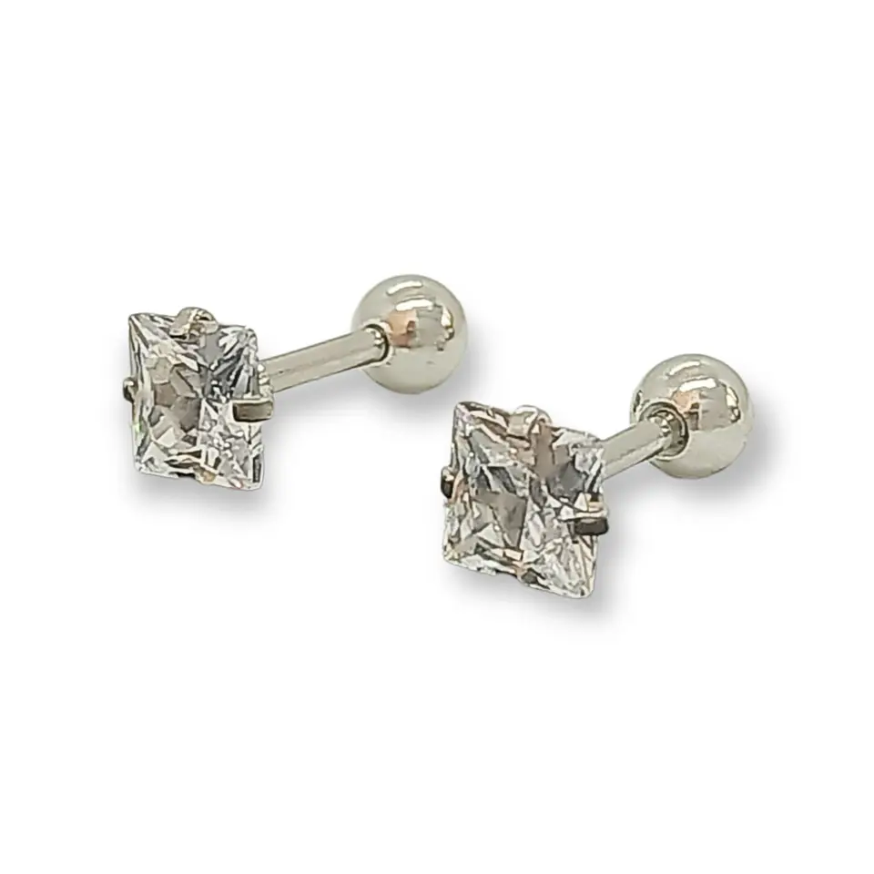 Aros puntos de luz Hipoalergénicos Distintas figuras Zirconia Blanco 5mm 11