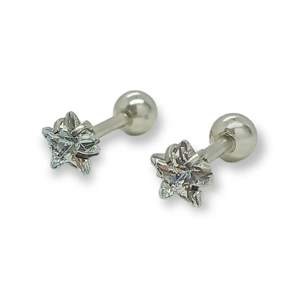 Aros puntos de luz Hipoalergénicos Distintas figuras Zirconia Blanco 5mm 16