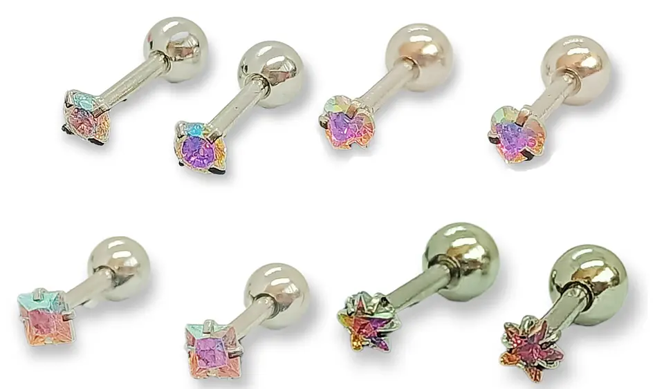 Aros de seguridad Punto de Luz Figuras Hipoalergénicos zirconio tornasol 3mm 1