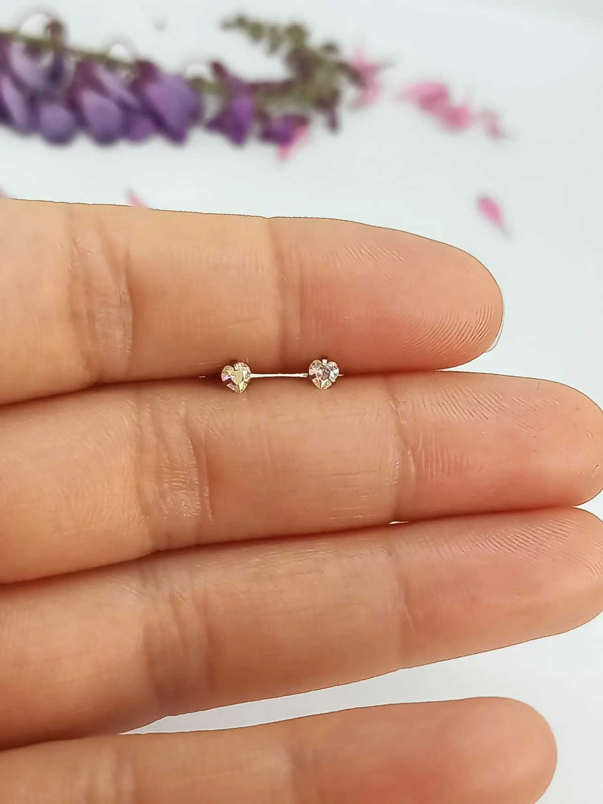 Aros de seguridad Punto de Luz Figuras Hipoalergénicos zirconio tornasol 3mm 9
