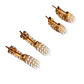 Aros Bote Perla Huggie Chapada En Oro 18k Pack Madre Hija - Miniatura 4