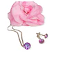 Set Conjunto Cadena Aros Plata Punto De Luz Zirconia Lila - Miniatura 4