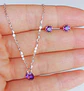 Set Conjunto Cadena Aros Plata Punto De Luz Zirconia Lila - Miniatura 5