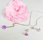 Set Conjunto Cadena Aros Plata Punto De Luz Zirconia Lila - Miniatura 6