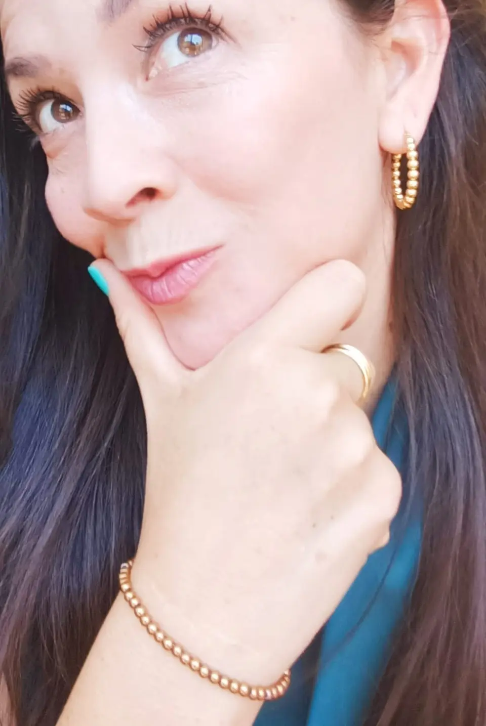 Set Pulsera Ajustable Argolla Hoop Pack Chapado Oro 18k Rosa 3