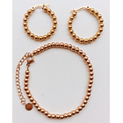 Set Pulsera Ajustable Argolla Hoop Pack Chapado Oro 18k Rosa 6