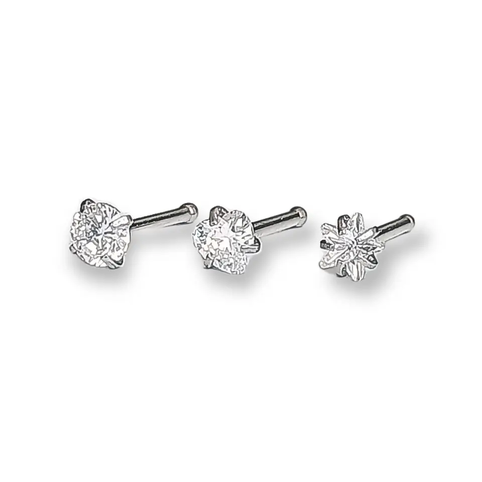 Set piercing 3 piezas nostril acero quirúrgico nariz  1