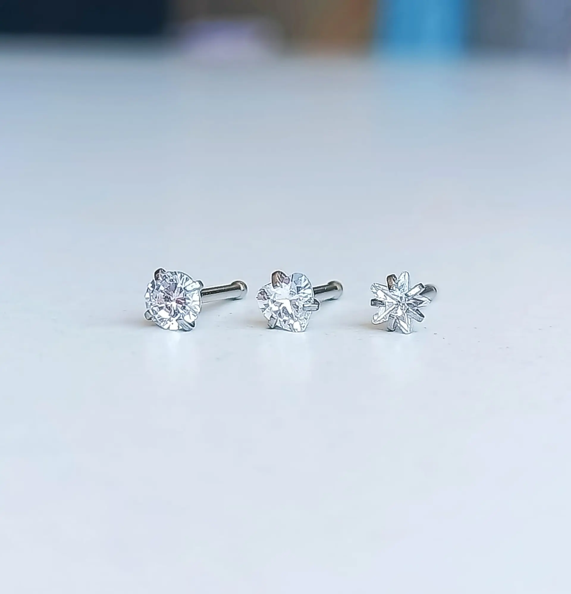 Set piercing 3 piezas nostril acero quirúrgico nariz  8
