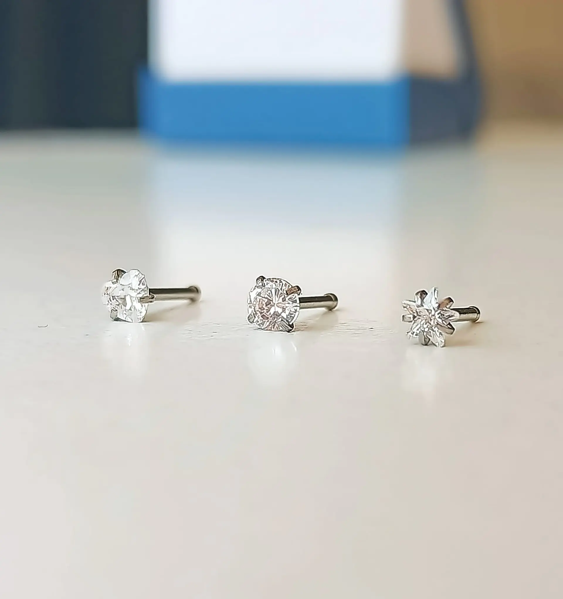 Set piercing 3 piezas nostril acero quirúrgico nariz  5
