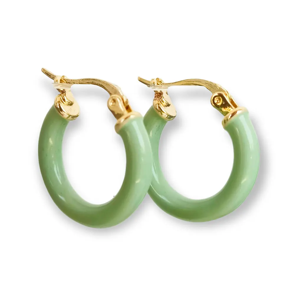Argollas hoop medianas chapados en oro 18k Verde menta  1