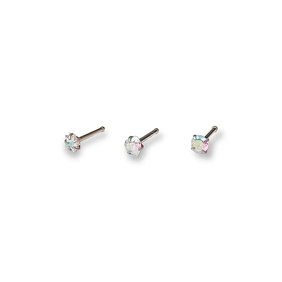 Set piercing 3 piezas nostril Tornasol 1