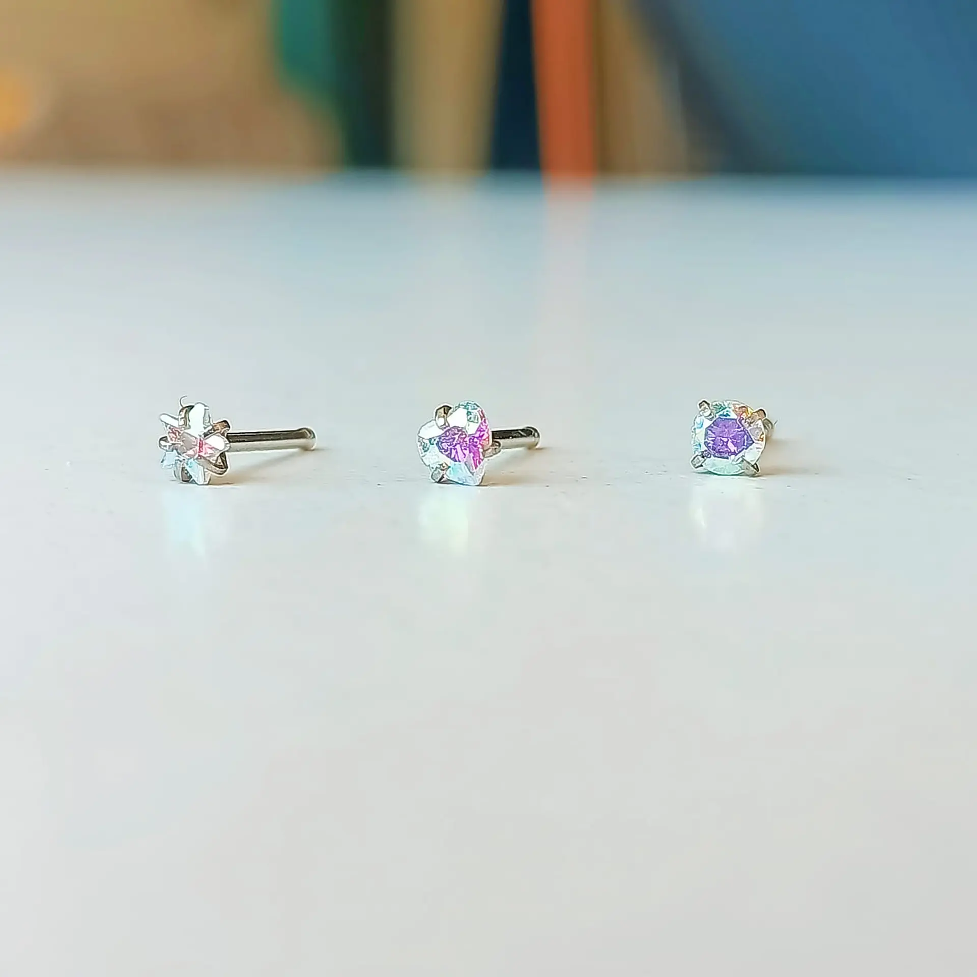 Set piercing 3 piezas nostril Tornasol 4