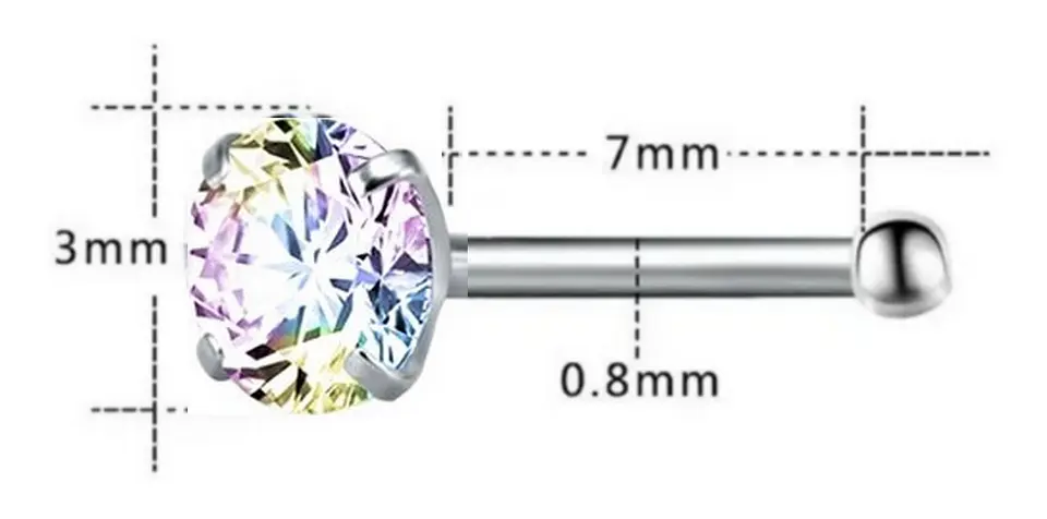 Set piercing 3 piezas nostril Tornasol 7