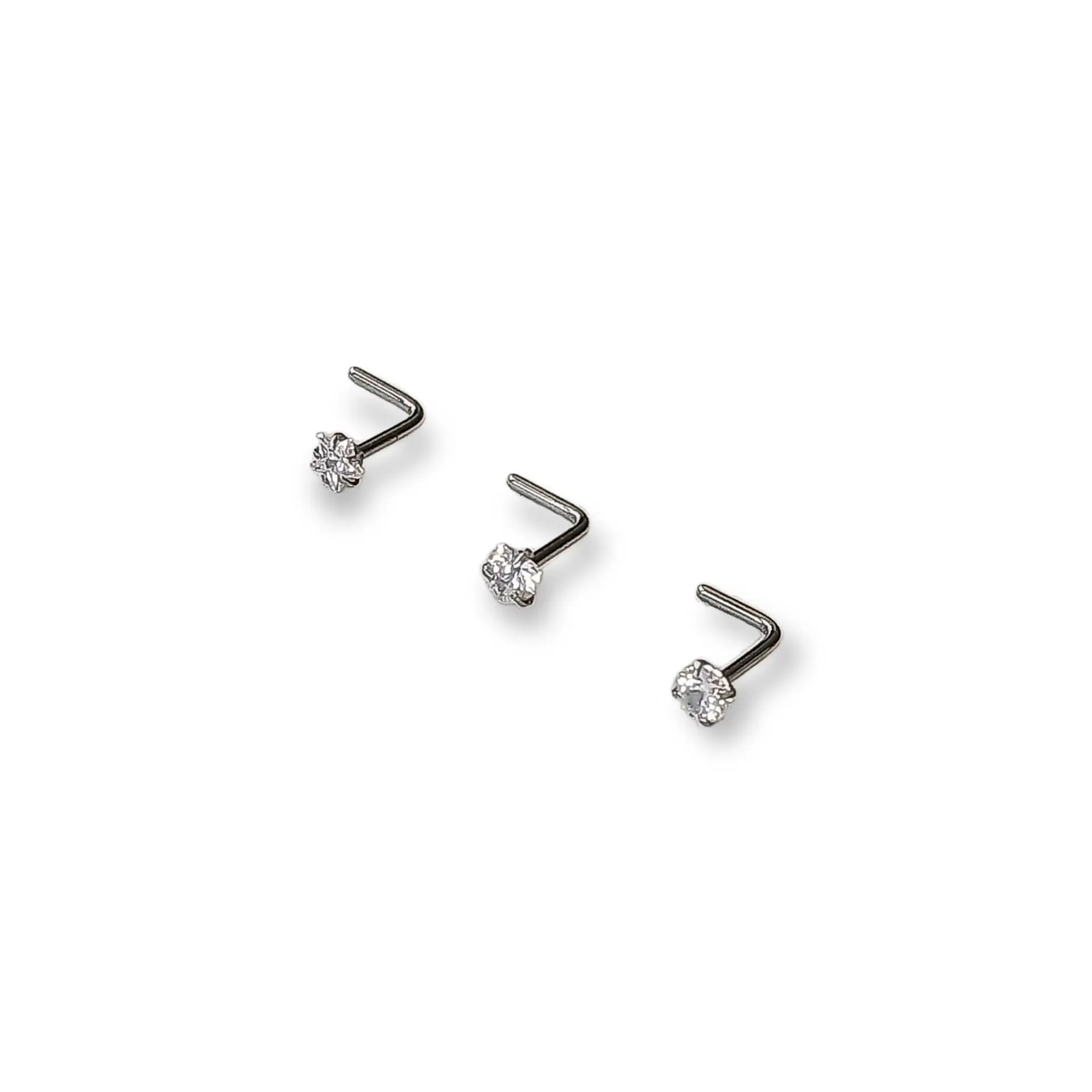 Pack Piercing Acero Quirúrgico Nariz set tipo L Zirconia blanco nostril 5