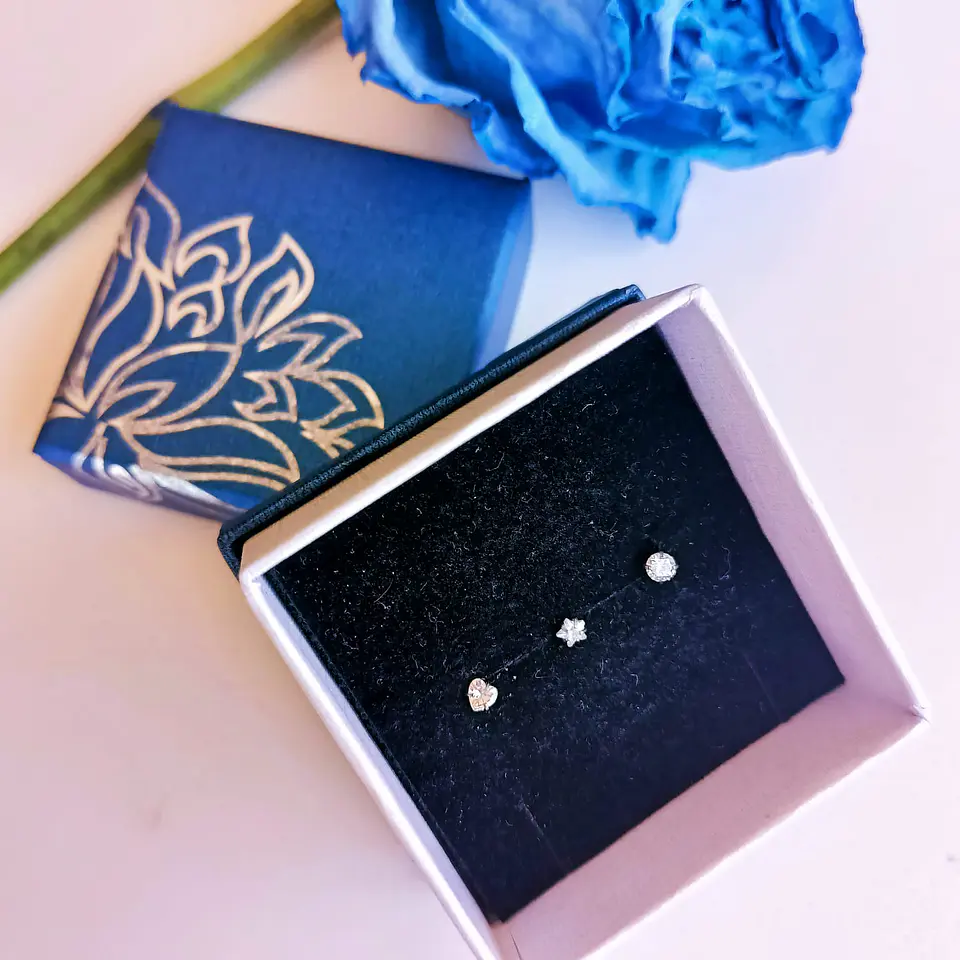 Pack Piercing Acero Quirúrgico Nariz set tipo L Zirconia blanco nostril 2