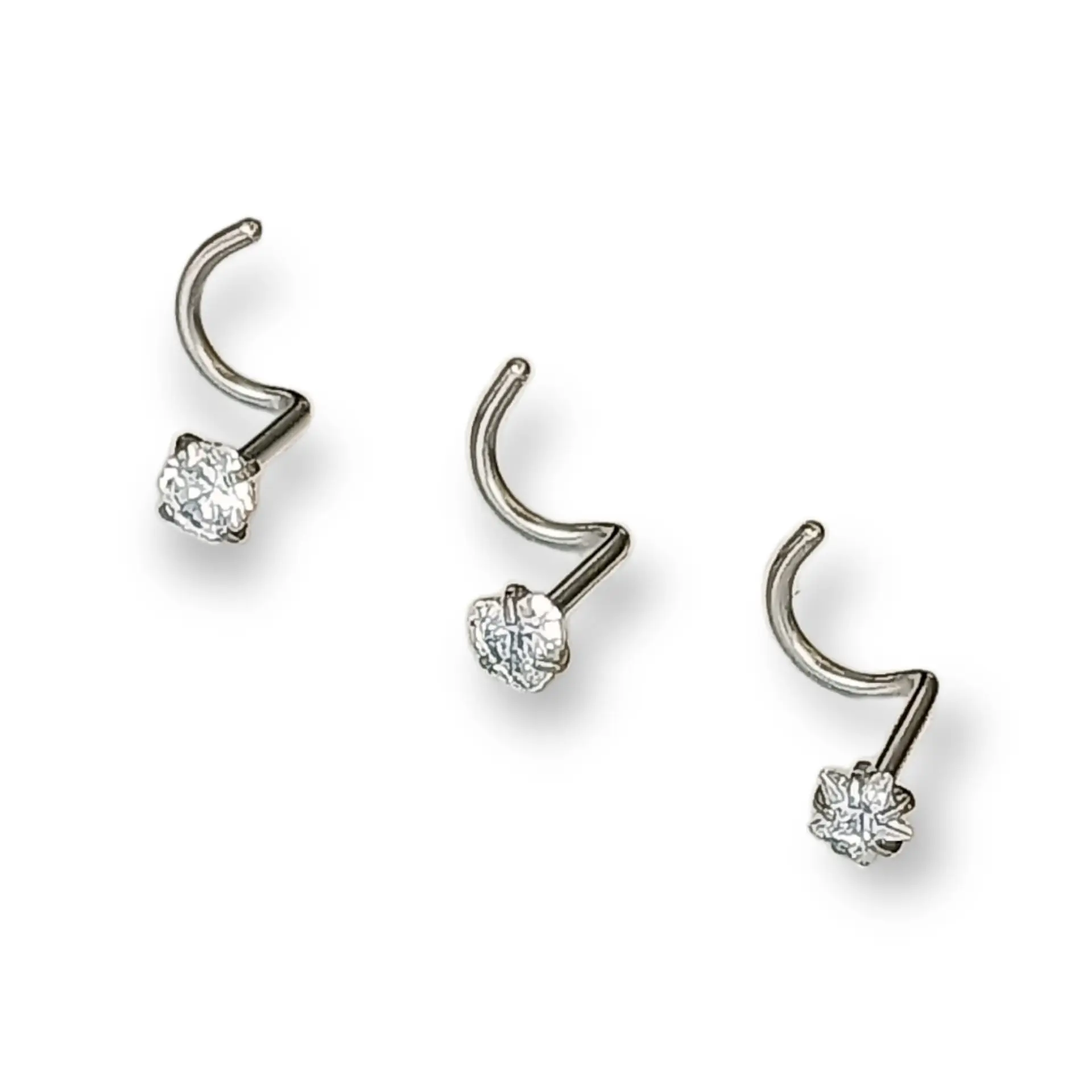 Pack Piercing Nariz set tipo S Zirconia blanco nostril 1