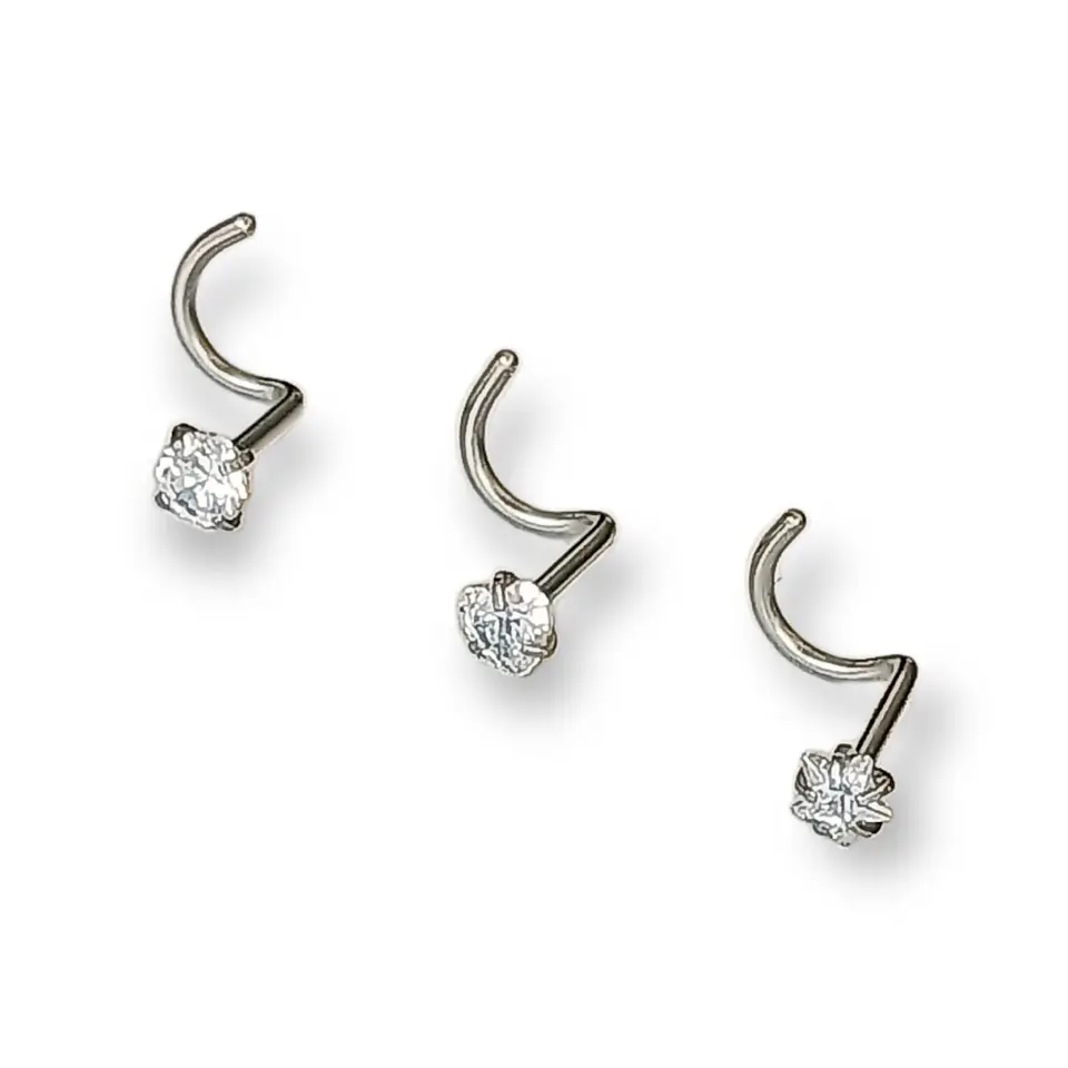 Pack Piercing Nariz set tipo S Zirconia blanco nostril 1