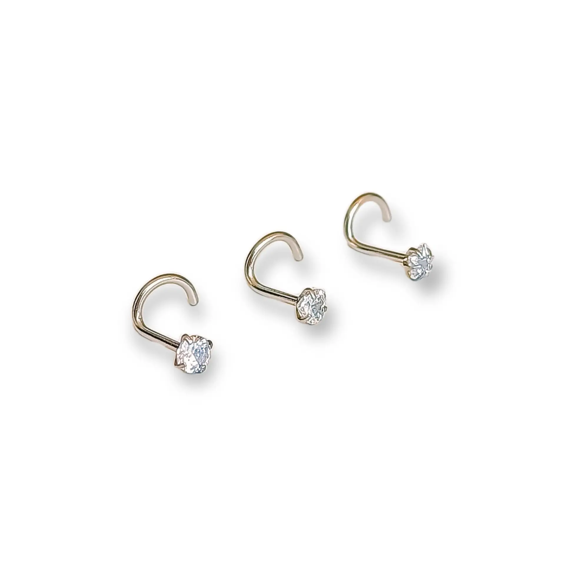 Pack Piercing Nariz set tipo S Zirconia blanco nostril 3