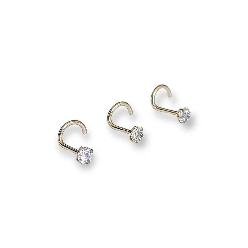 Pack Piercing Nariz set tipo S Zirconia blanco nostril 3