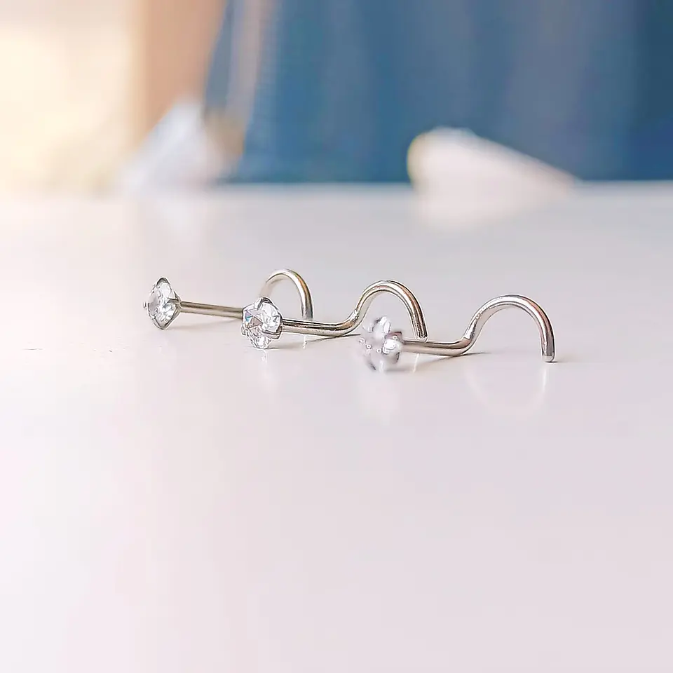 Pack Piercing Nariz set tipo S Zirconia blanco nostril 6