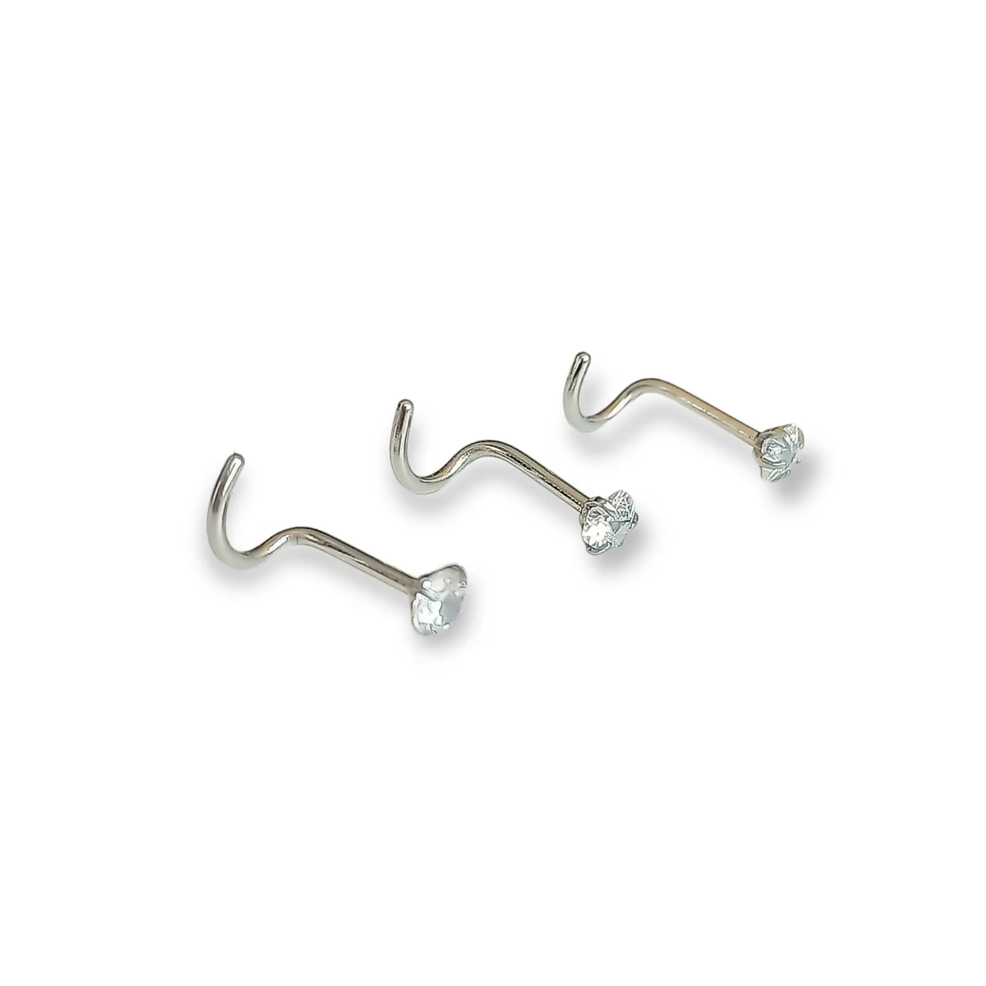 Pack Piercing Nariz set tipo S Zirconia blanco nostril 8