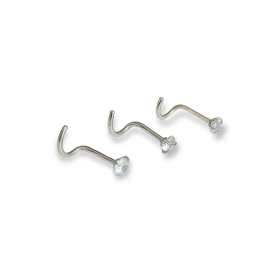 Pack Piercing Nariz set tipo S Zirconia blanco nostril 8