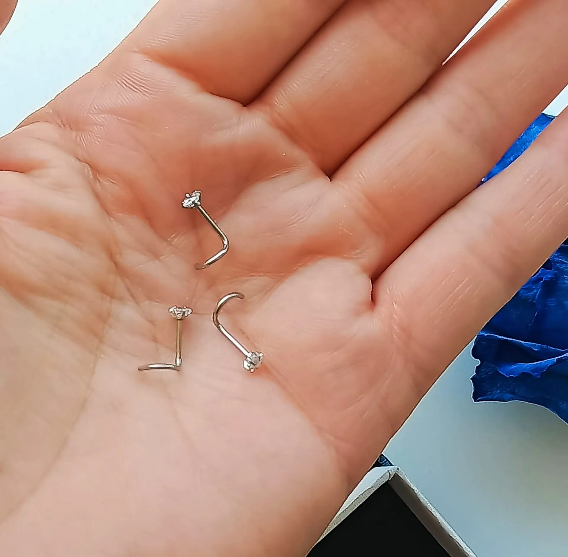 Pack Piercing Nariz set tipo S Zirconia blanco nostril 4