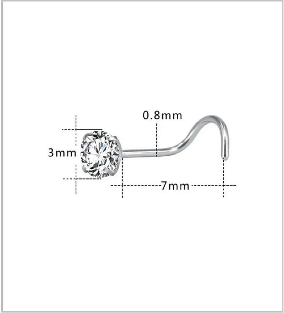 Pack Piercing Nariz set tipo S Zirconia blanco nostril 11