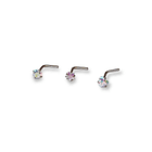 Pack Piercing Acero Quirúrgico Nariz set Zirconia Tornasol forma L 3