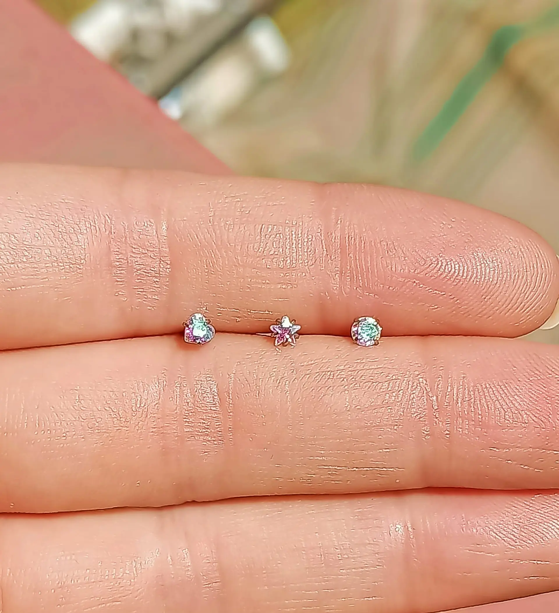 Pack Piercing Acero Quirúrgico Nariz set Zirconia Tornasol forma L 6