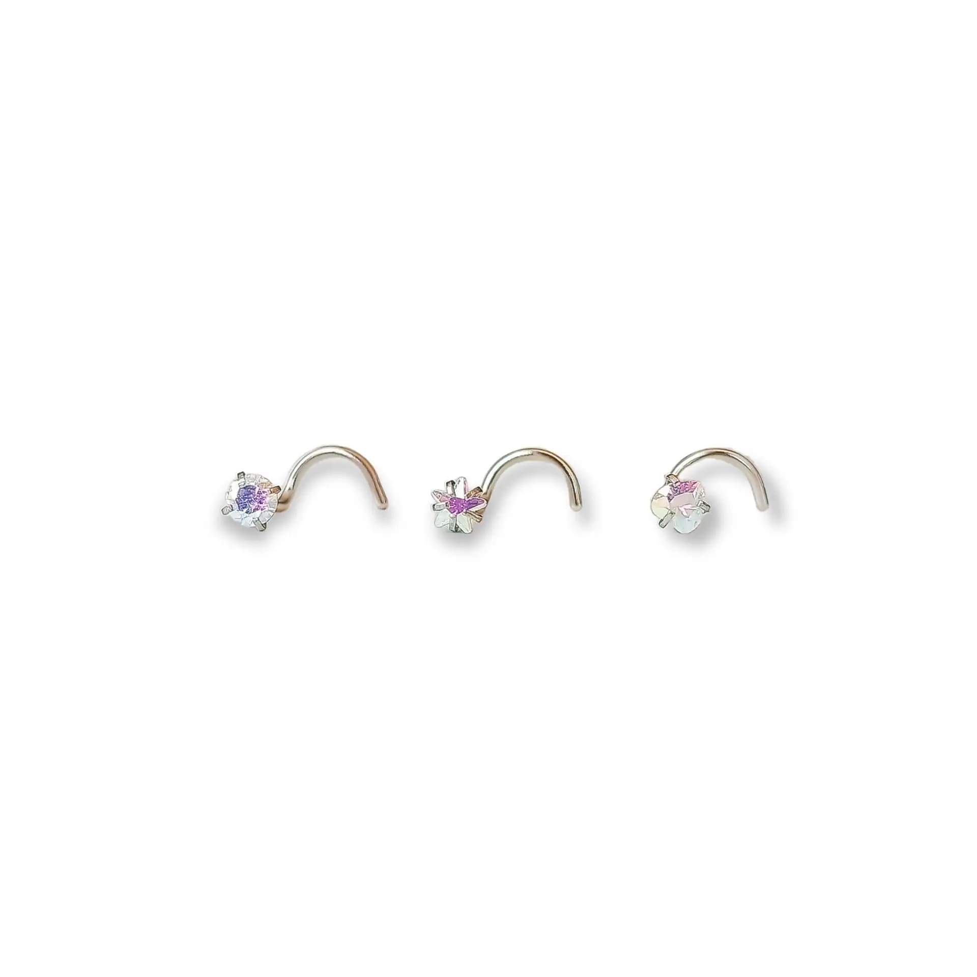 Pack Piercing Acero Nariz set Zirconia Tornasol tipo S 1