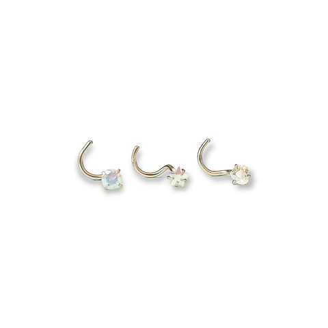 18g 20g Misure 6 Piercing Naso In Titanio G23 Con Zirconi Cubici - Forma A L, Vite Per Nostril, 18G/20G, Argento O Oro Orecchini Titanio - Foto 6