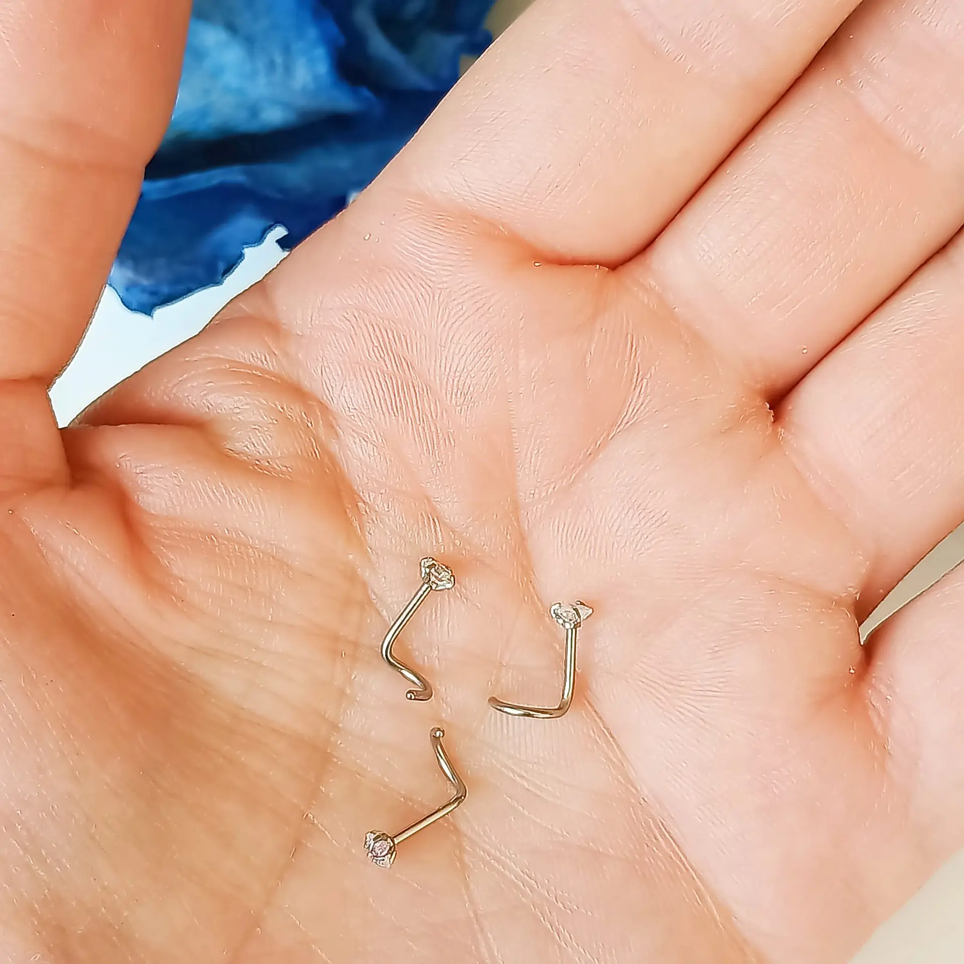 Pack Piercing Acero Nariz set Zirconia Tornasol tipo S 8