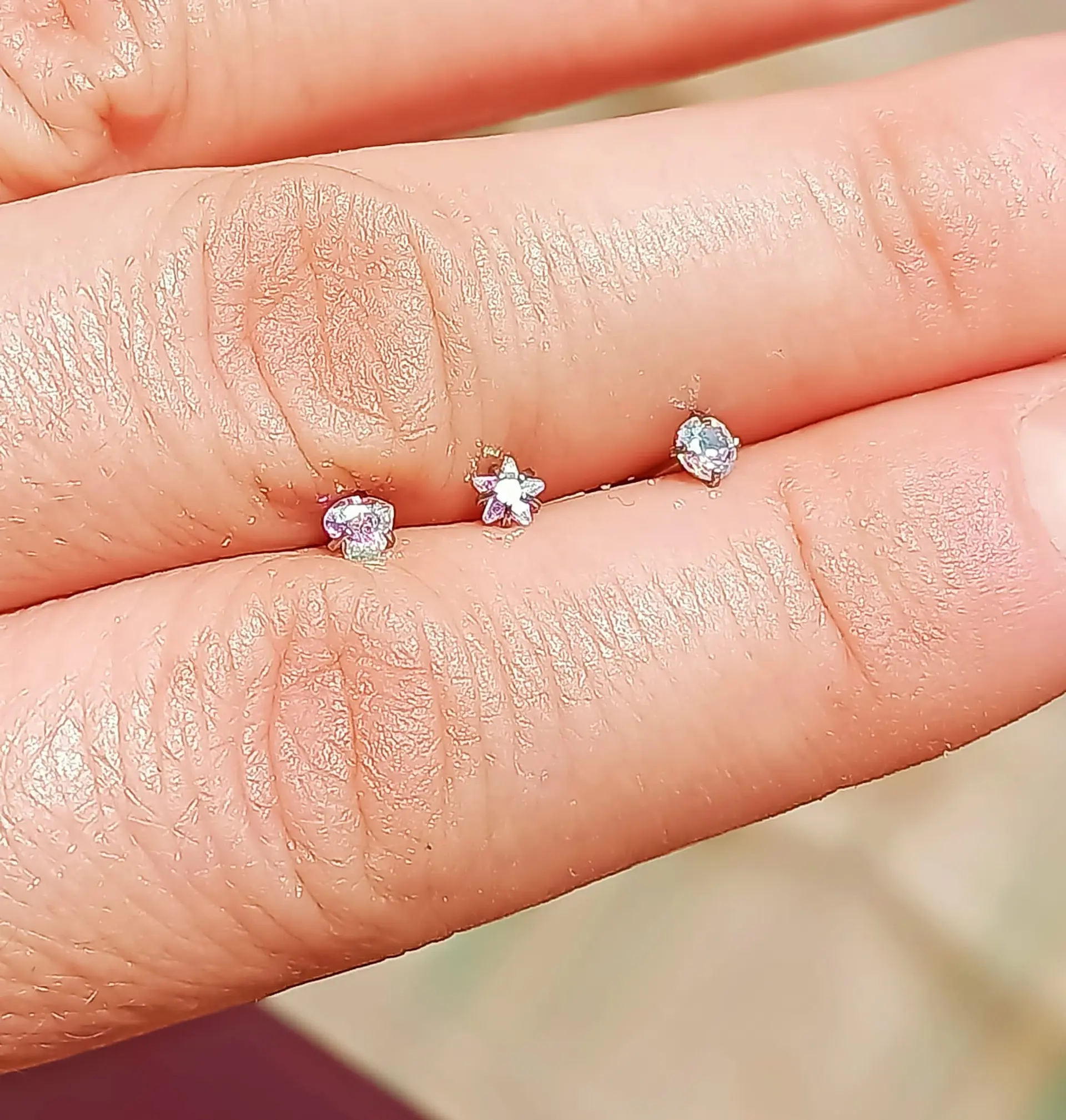 Pack Piercing Acero Nariz set Zirconia Tornasol tipo S 3