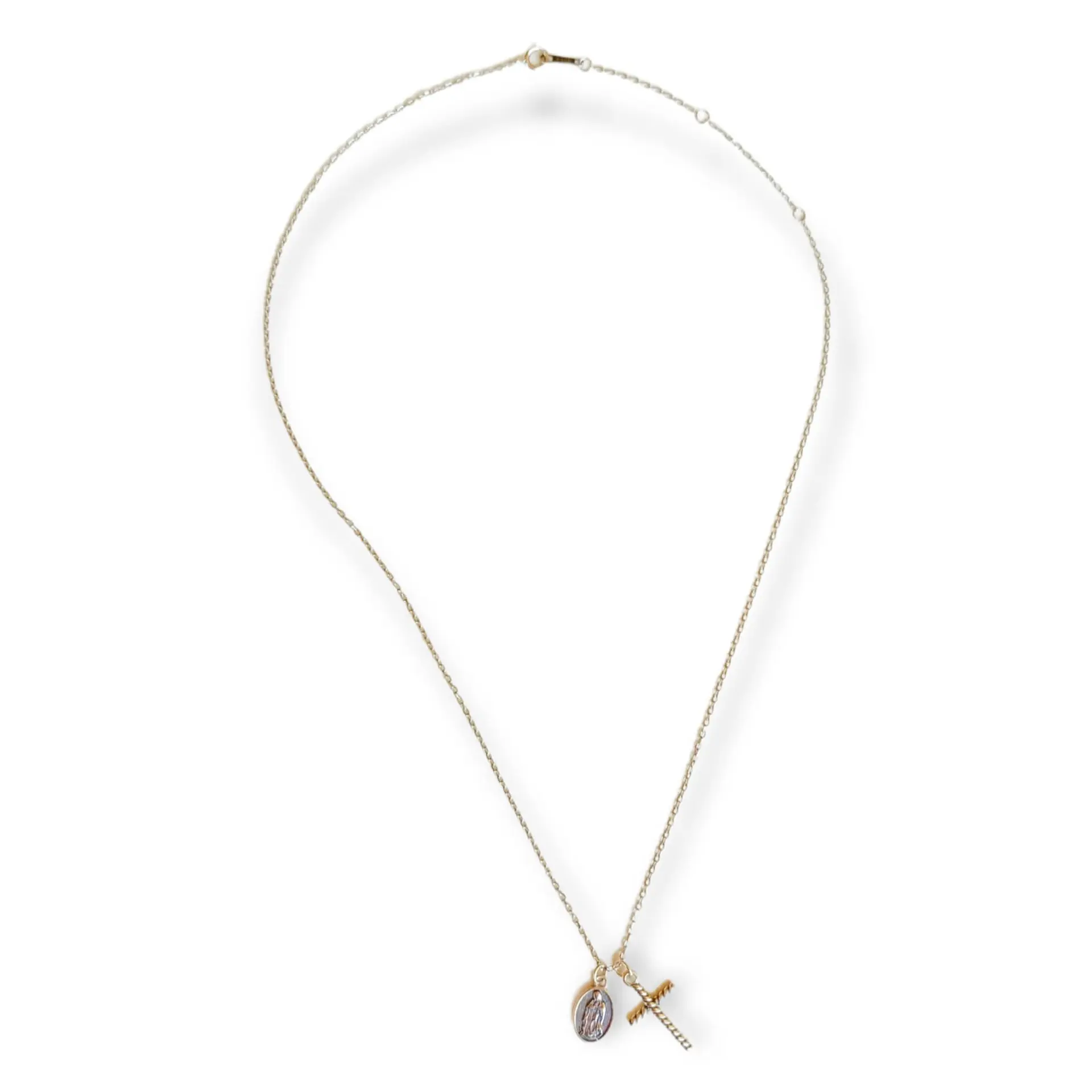 Colgante Medalla Virgen Guadalupe y Cruz Plata Religion Amor Fe Collar 8