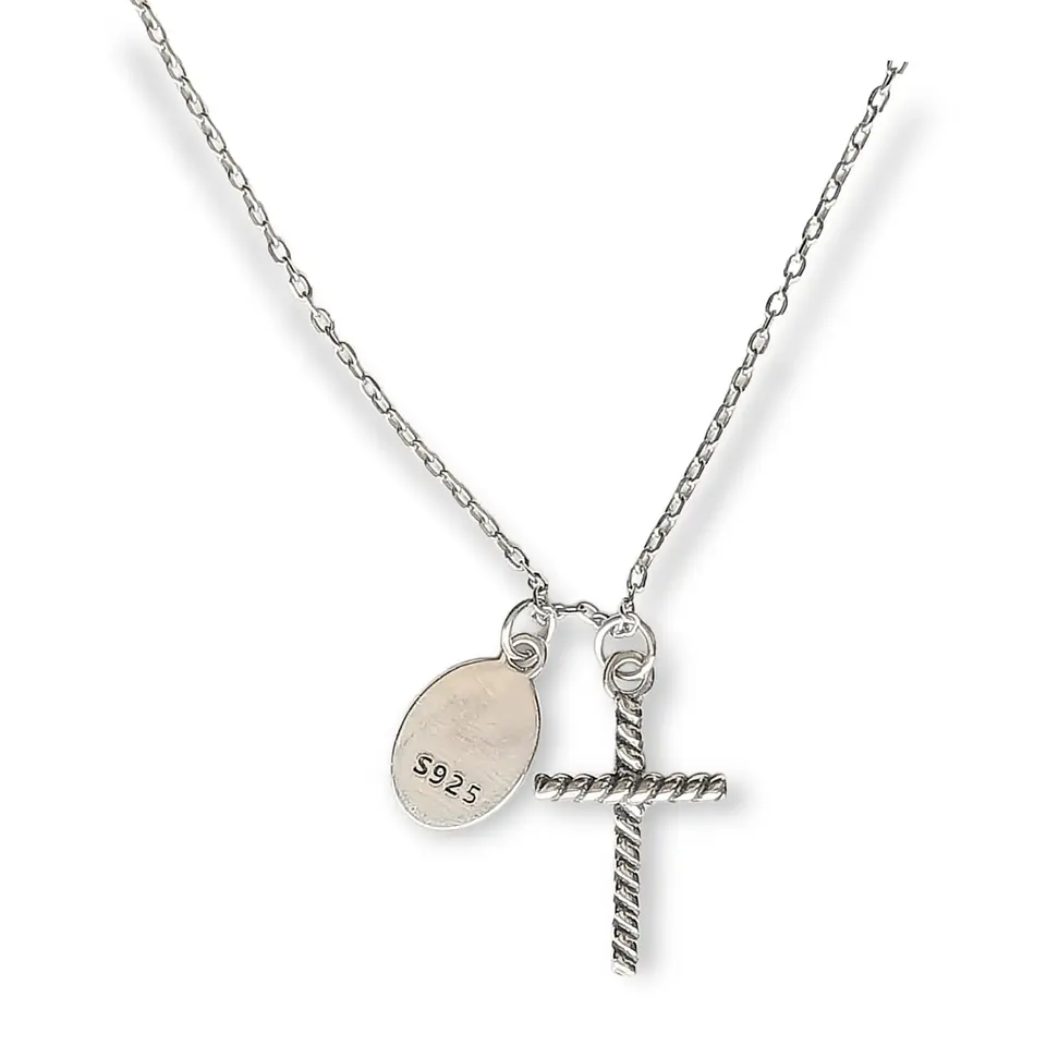 Colgante Medalla Virgen Guadalupe y Cruz Plata Religion Amor Fe Collar 6