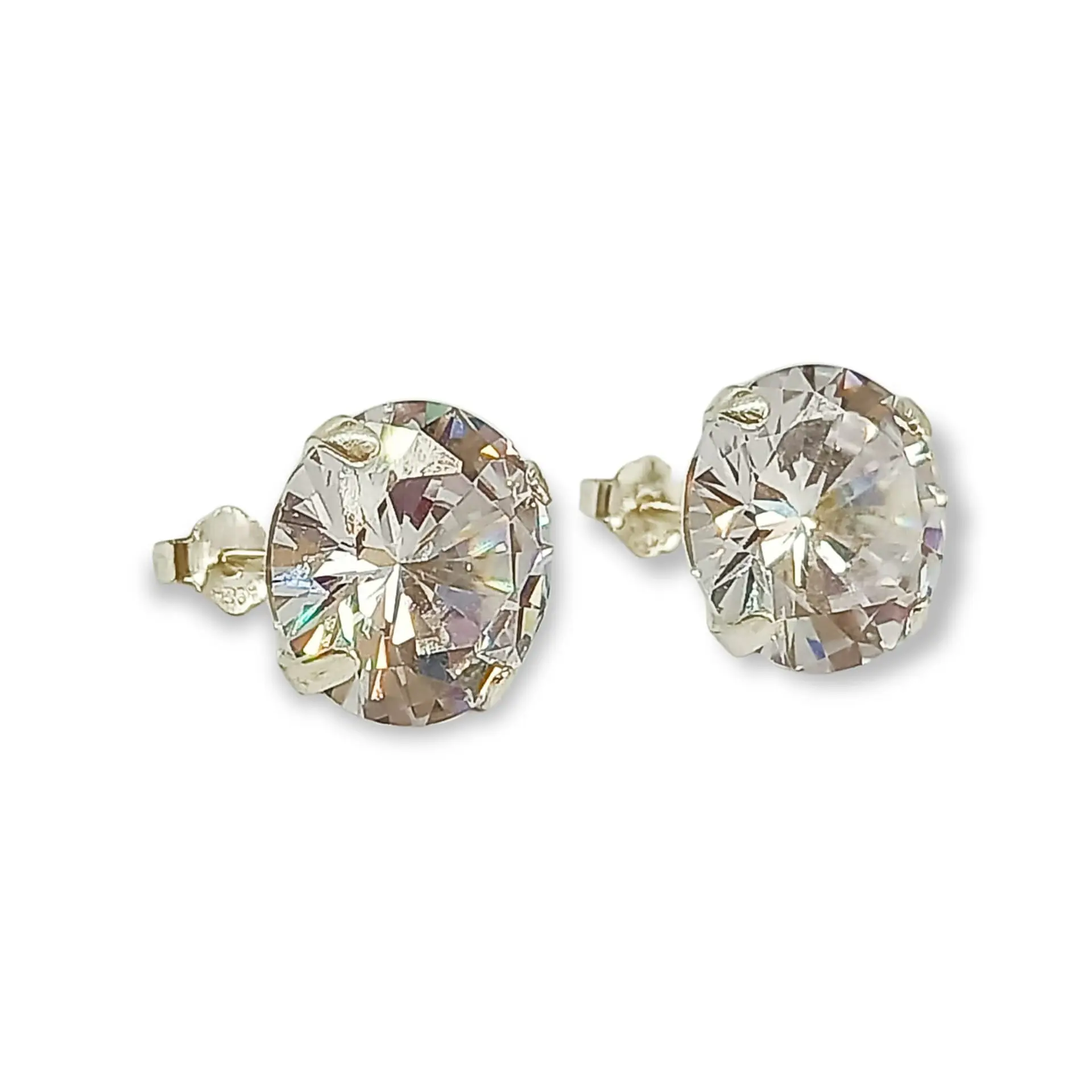 Pendientes Aretes Aros Puntos Luz En Plata 925 Zirconia 11mm 1