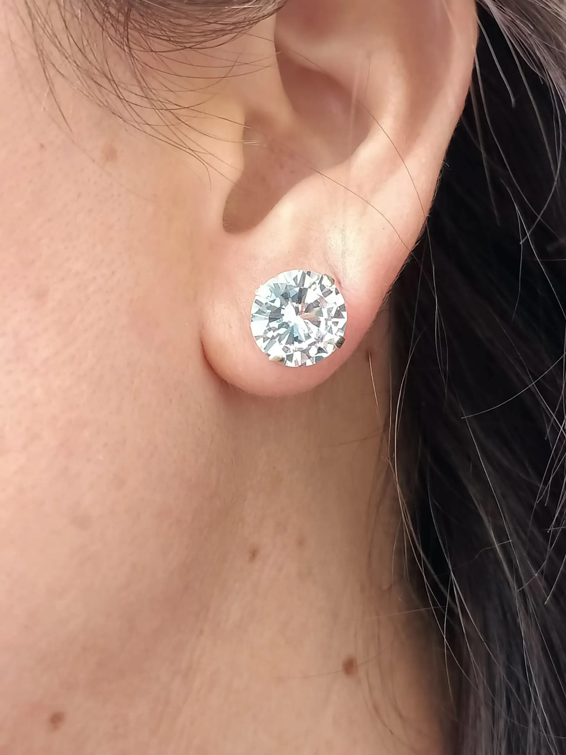 Pendientes Aretes Aros Puntos Luz En Plata 925 Zirconia 11mm 5