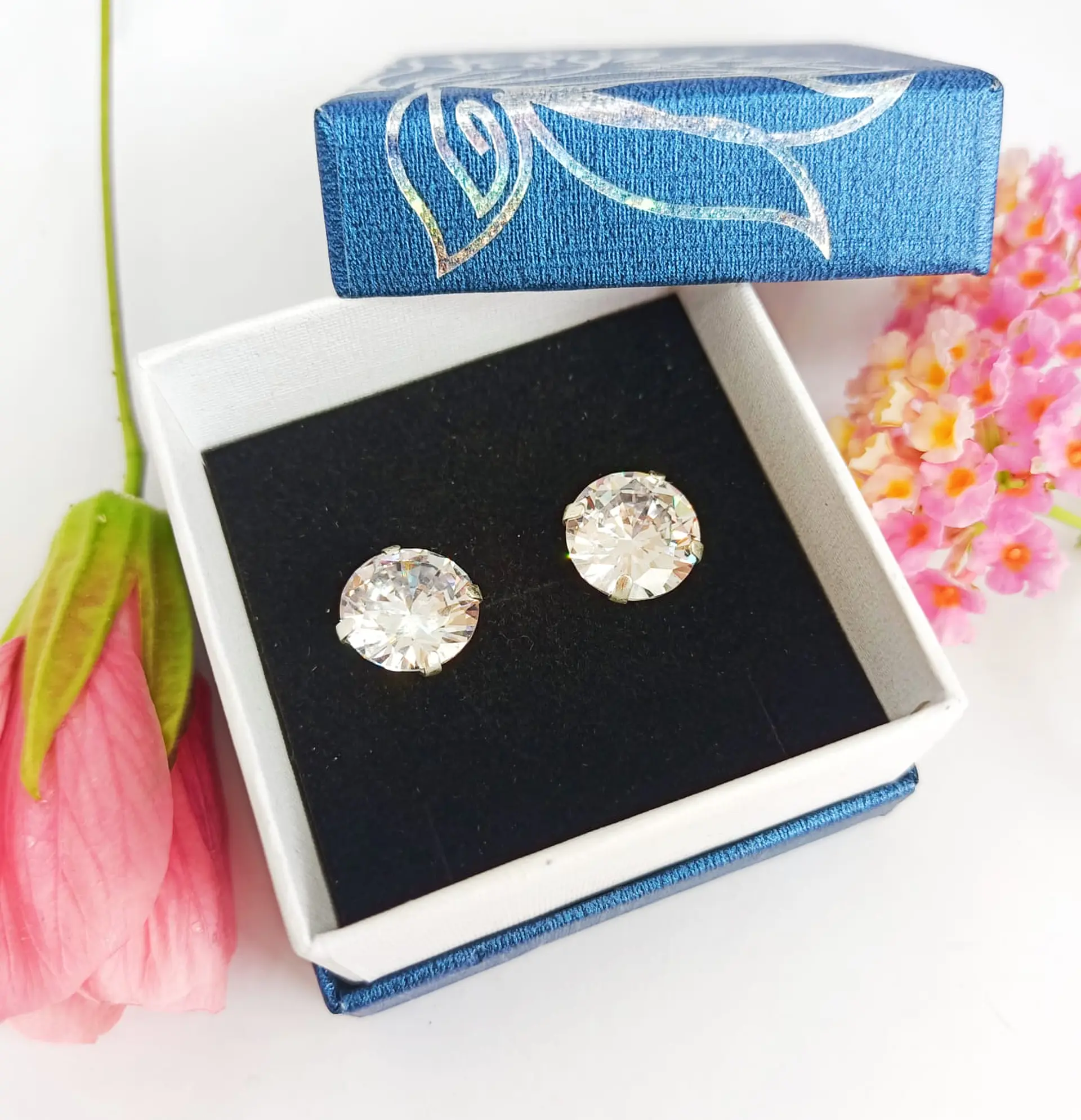Pendientes Aretes Aros Puntos Luz En Plata 925 Zirconia 11mm 3