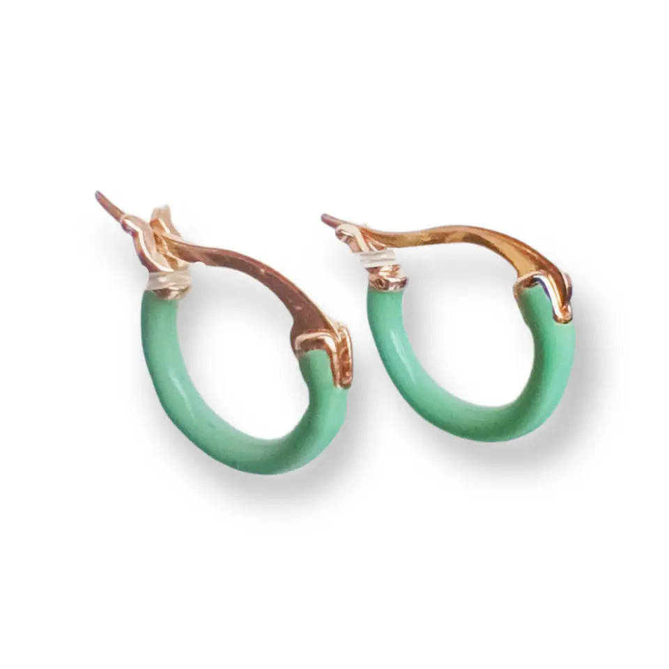 Argollas Huggies chapadas en oro 18k Verde musgo fairy 1