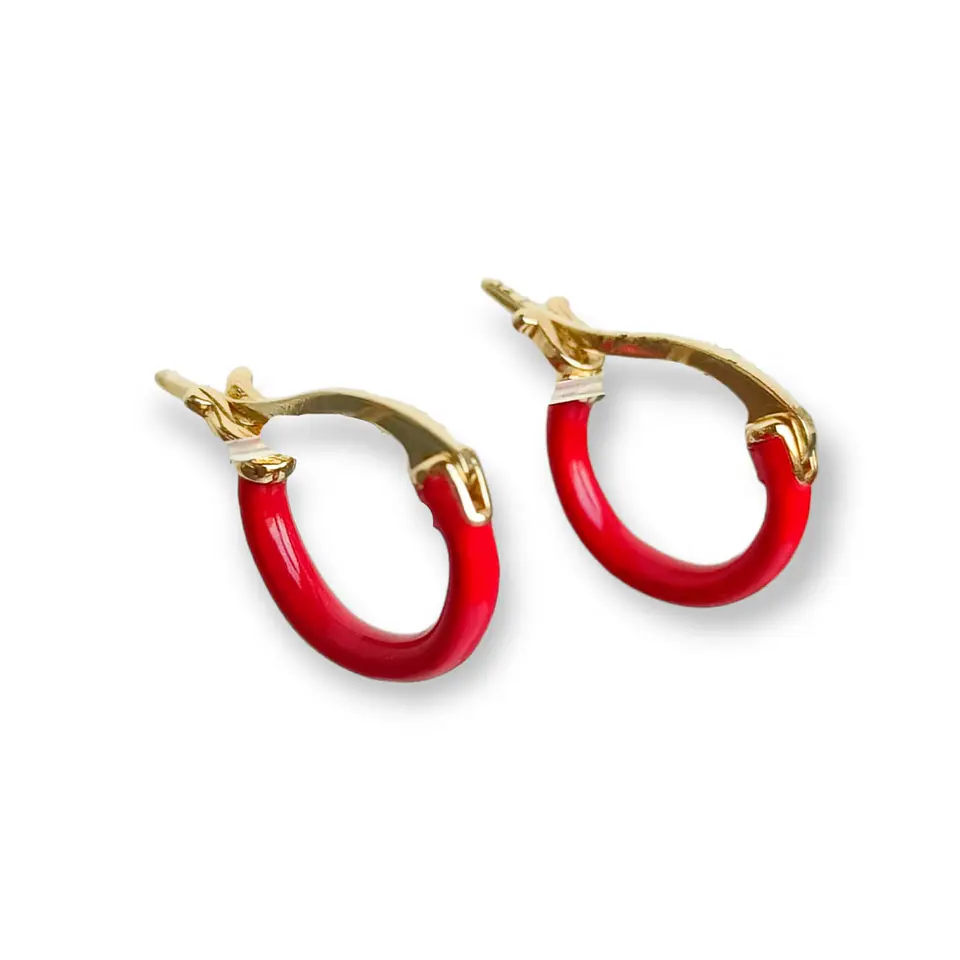 Argollas Huggies chapadas en oro 18K Rojo Cereza 1
